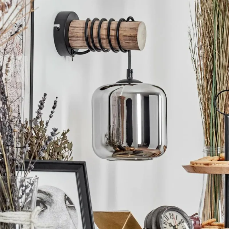 hofstein Applique murale - Verre 15 cm Lauden Écru, Noir, 1 lumière