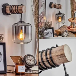 hofstein Applique murale - Verre 15 cm Lauden Écru, Noir, 1 lumière