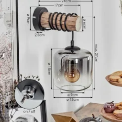 hofstein Applique murale - Verre 15 cm Lauden Écru, Noir, 1 lumière