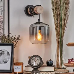 hofstein Applique murale - Verre 15 cm Lauden Écru, Noir, 1 lumière