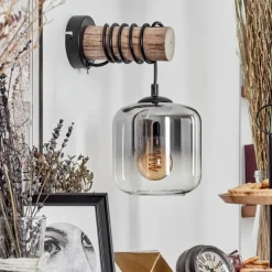 hofstein Applique murale - Verre 15 cm Lauden Écru, Noir, 1 lumière