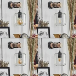 hofstein Applique murale - Verre 15 cm Lauden Écru, Noir, 1 lumière