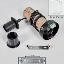 hofstein Applique murale - Verre 15 cm Lauden Écru, Noir, 1 lumière