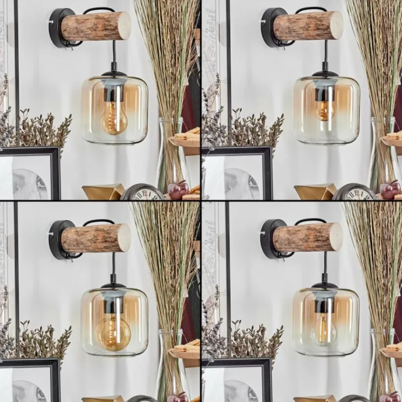 hofstein Applique murale - Verre 15 cm Lauden Écru, Noir, 1 lumière