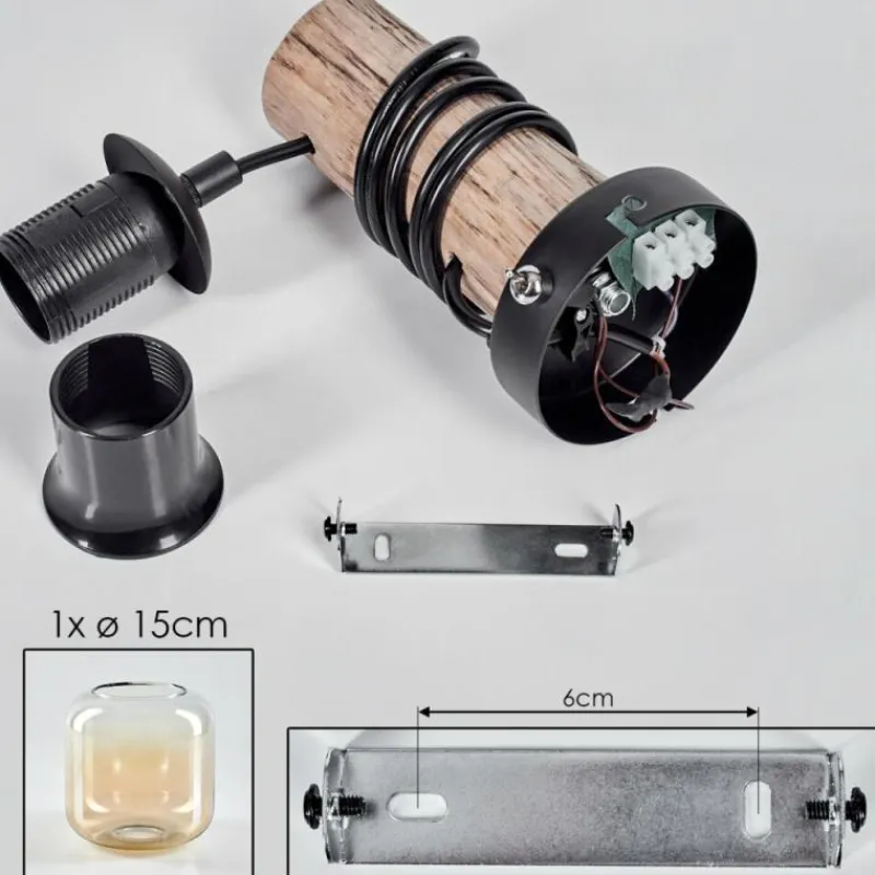 hofstein Applique murale - Verre 15 cm Lauden Écru, Noir, 1 lumière