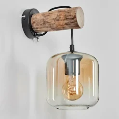 hofstein Applique murale - Verre 15 cm Lauden Écru, Noir, 1 lumière