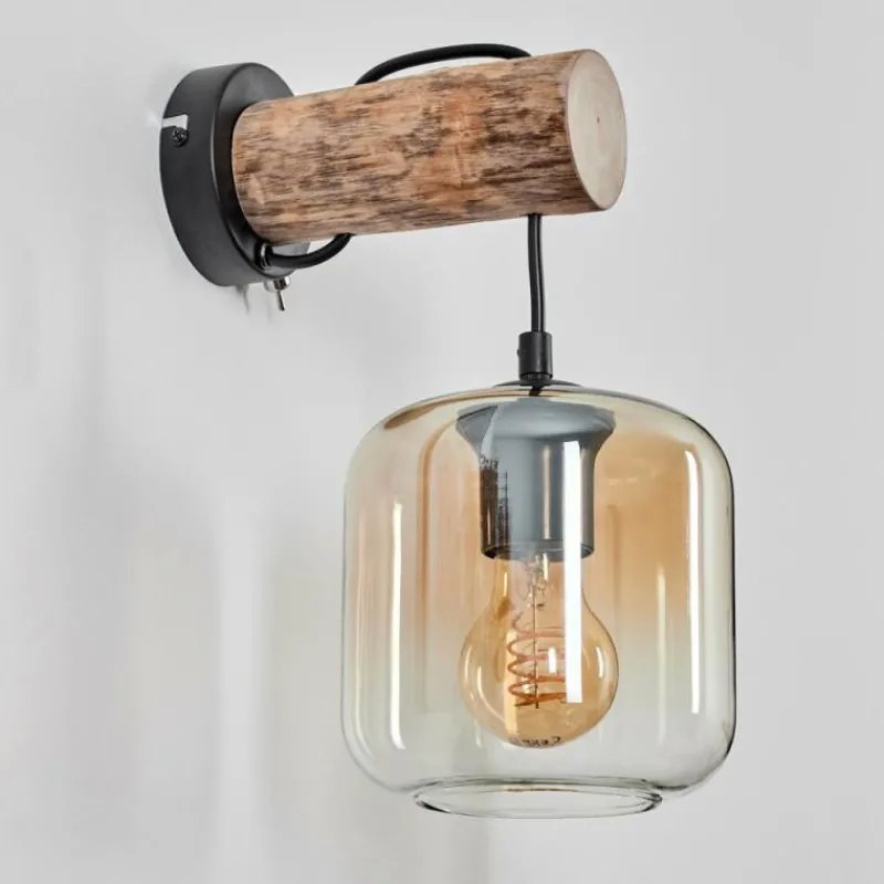 hofstein Applique murale - Verre 15 cm Lauden Écru, Noir, 1 lumière