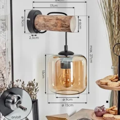 hofstein Applique murale - Verre 15 cm Lauden Écru, Noir, 1 lumière