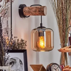 hofstein Applique murale - Verre 15 cm Lauden Écru, Noir, 1 lumière