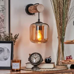 hofstein Applique murale - Verre 15 cm Lauden Écru, Noir, 1 lumière