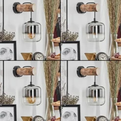 hofstein Applique murale - Verre 15 cm Lauden Écru, Noir, 1 lumière