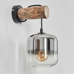 hofstein Applique murale - Verre 15 cm Lauden Écru, Noir, 1 lumière