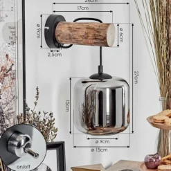 hofstein Applique murale - Verre 15 cm Lauden Écru, Noir, 1 lumière