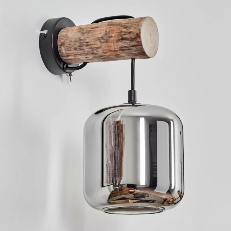 hofstein Applique murale - Verre 15 cm Lauden Écru, Noir, 1 lumière