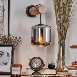 hofstein Applique murale - Verre 15 cm Lauden Écru, Noir, 1 lumière