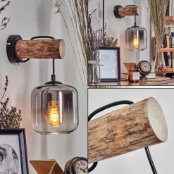 hofstein Applique murale - Verre 15 cm Lauden Écru, Noir, 1 lumière