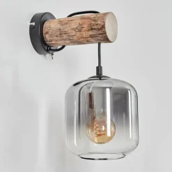 hofstein Applique murale - Verre 15 cm Lauden Écru, Noir, 1 lumière