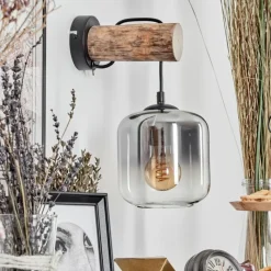 hofstein Applique murale - Verre 15 cm Lauden Écru, Noir, 1 lumière