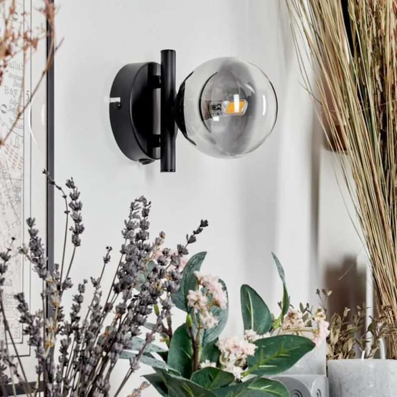 hofstein Applique murale - Verre Chehalis Clair, Fumé, 1 lumière