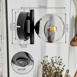 hofstein Applique murale - Verre Chehalis Clair, Fumé, 1 lumière