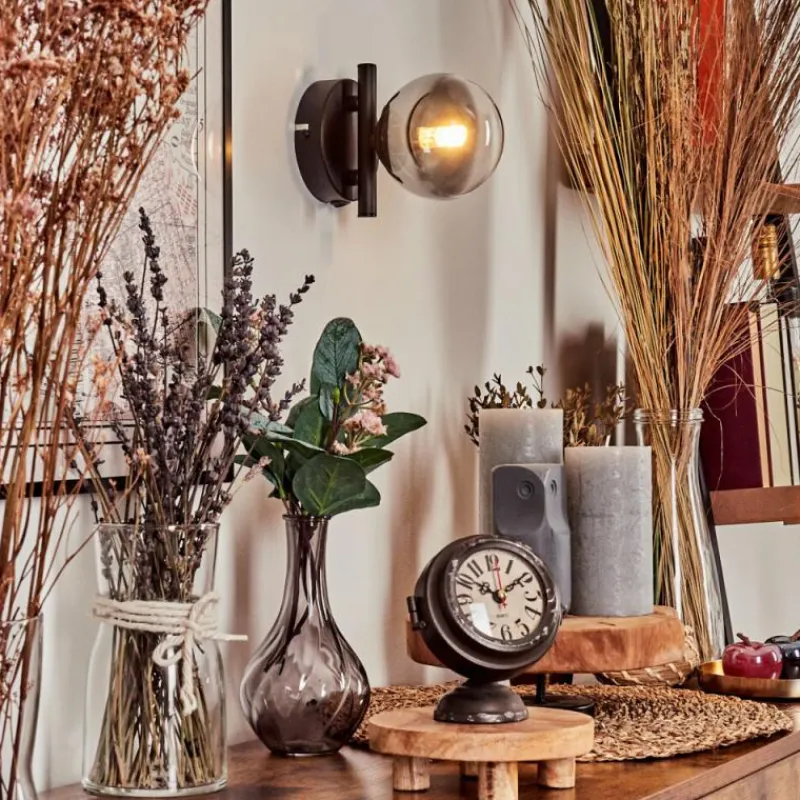 hofstein Applique murale - Verre Chehalis Clair, Fumé, 1 lumière