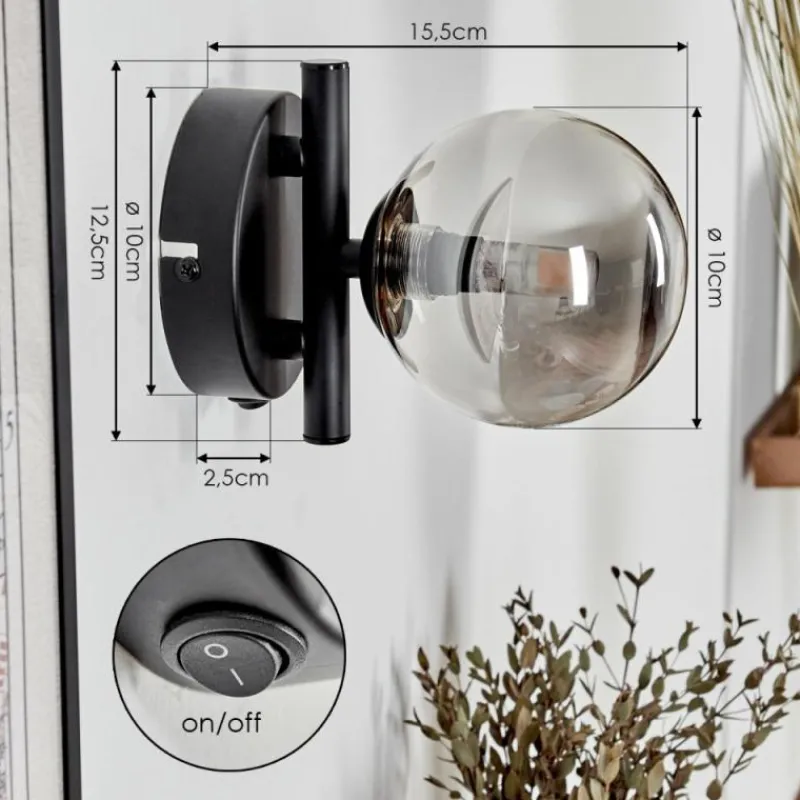 hofstein Applique murale - Verre Chehalis Fumé, 1 lumière