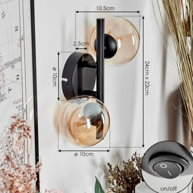 hofstein Applique murale - Verre Chehalis Ambre, 2 lumières