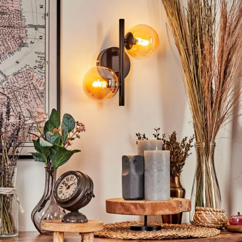 hofstein Applique murale - Verre Chehalis Ambre, 2 lumières