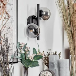 hofstein Applique murale - Verre Chehalis Clair, Fumé, 2 lumières