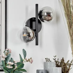 hofstein Applique murale - Verre Chehalis Clair, Fumé, 2 lumières