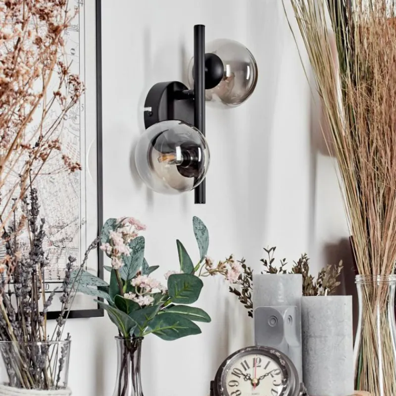 hofstein Applique murale - Verre Chehalis Fumé, 2 lumières