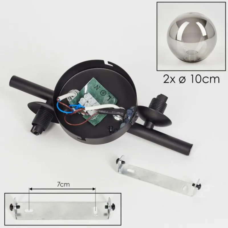 hofstein Applique murale - Verre Chehalis Fumé, 2 lumières