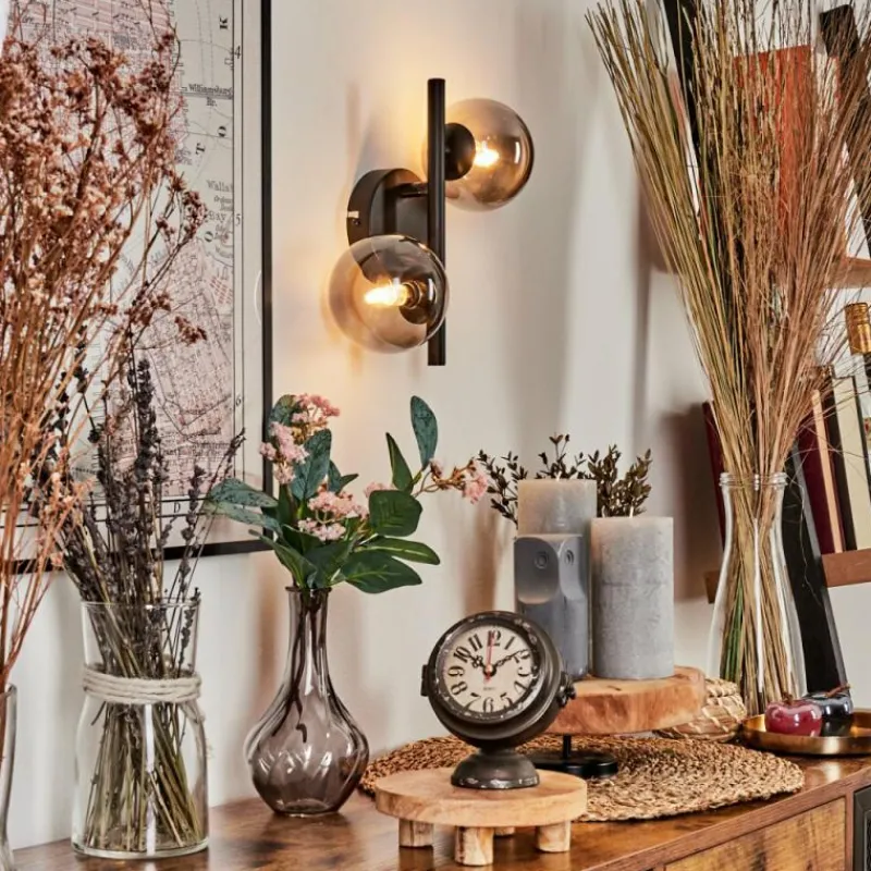 hofstein Applique murale - Verre Chehalis Fumé, 2 lumières