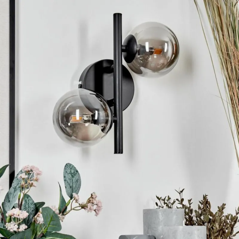 hofstein Applique murale - Verre Chehalis Fumé, 2 lumières