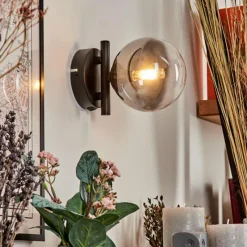 hofstein Applique murale - Verre Chehalis Clair, Fumé, 1 lumière