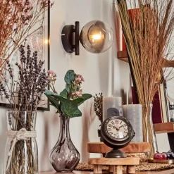 hofstein Applique murale - Verre Chehalis Clair, Fumé, 1 lumière