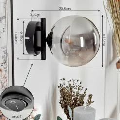 hofstein Applique murale - Verre Chehalis Fumé, 1 lumière