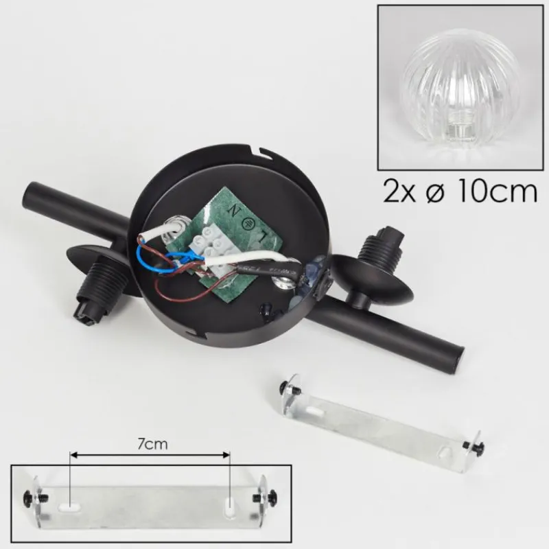 hofstein Applique murale - Verre Chehalis Clair, 2 lumières