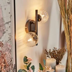 hofstein Applique murale - Verre Chehalis Clair, 2 lumières