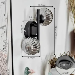 hofstein Applique murale - Verre Chehalis Fumé, 2 lumières