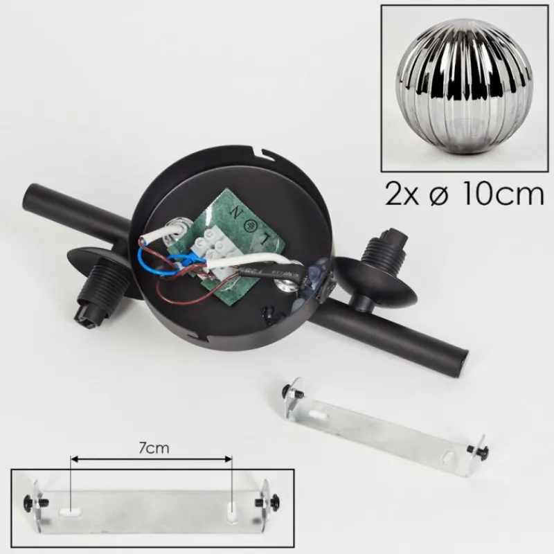 hofstein Applique murale - Verre Chehalis Fumé, 2 lumières