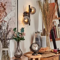 hofstein Applique murale - Verre Chehalis Fumé, 2 lumières