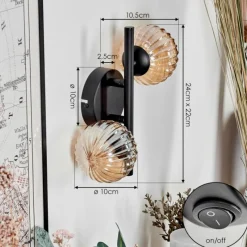 hofstein Applique murale - Verre Chehalis Ambre, 2 lumières