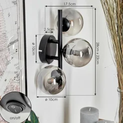 hofstein Applique murale - Verre Chehalis Fumé, 3 lumières