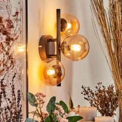 hofstein Applique murale - Verre Chehalis Ambre, 3 lumières