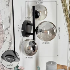 hofstein Applique murale - Verre Chehalis Fumé, 3 lumières