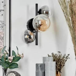 hofstein Applique murale - Verre Chehalis Ambre, Clair, Fumé, 3 lumières