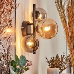 hofstein Applique murale - Verre Chehalis Ambre, Clair, Fumé, 3 lumières