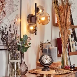 hofstein Applique murale - Verre Chehalis Ambre, Clair, Fumé, 3 lumières