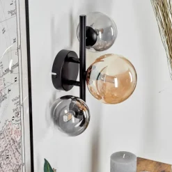 hofstein Applique murale - Verre Chehalis Ambre, Clair, Fumé, 3 lumières